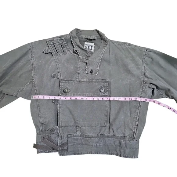 International Male Medium Vintage Rare 80s Army Green Button Toggle Field Jacket - Picture 6 of 7